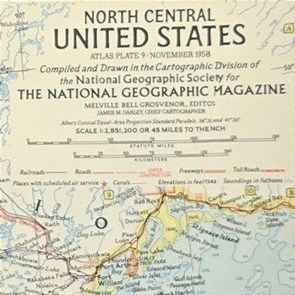 Vintage 1958 National Geographic North Central United States Atlas Plate 9 Map F